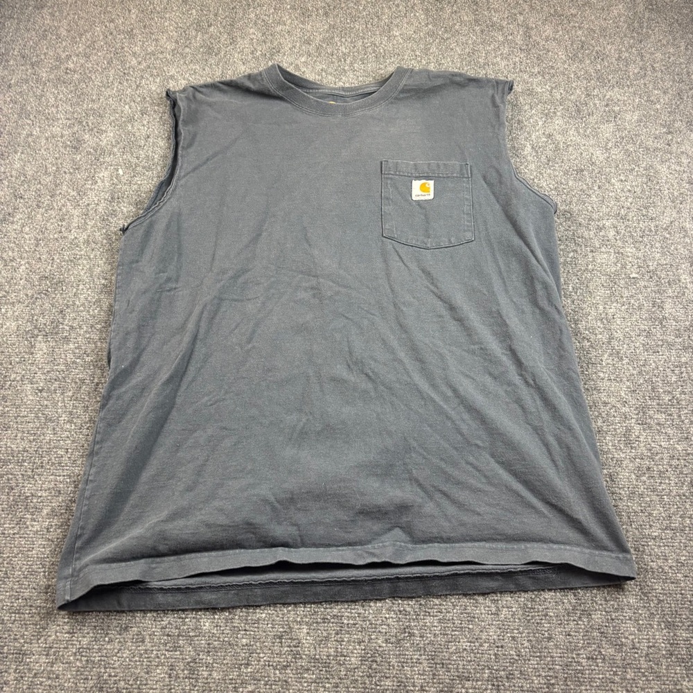 CARHARTT Men’s Blue Original Fit Sleeveless Front Pocket T-Shirt size: Large